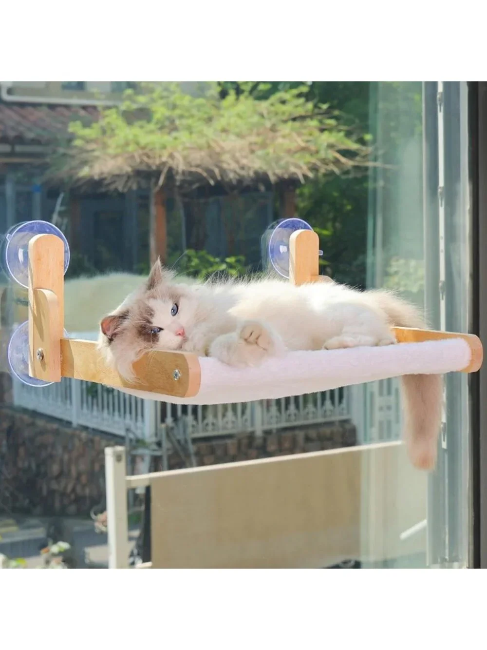 Cozy Foldable Cat Window Perch Hammock with Soft Faux Fur Cover - Pet Lounge